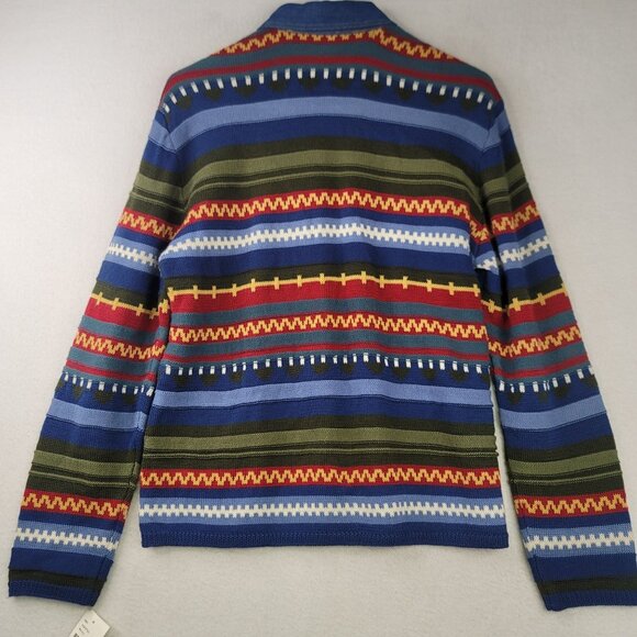 VTG Koret Denim Navajo Button-Up Med Southwest Knit Sleeves Boho Aztec Deadstock - Picture 6 of 9